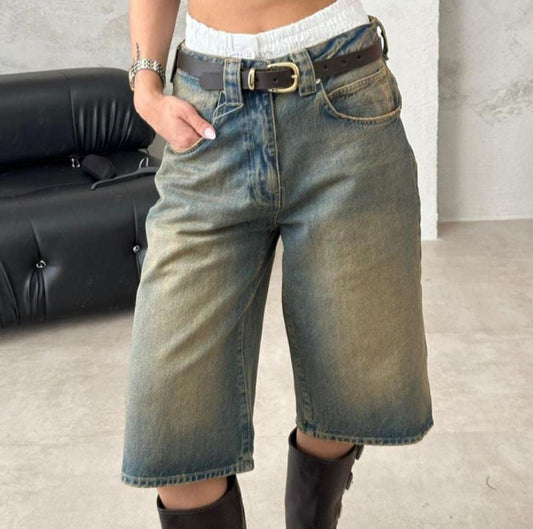 Yellow-Washed Baggy Jorts