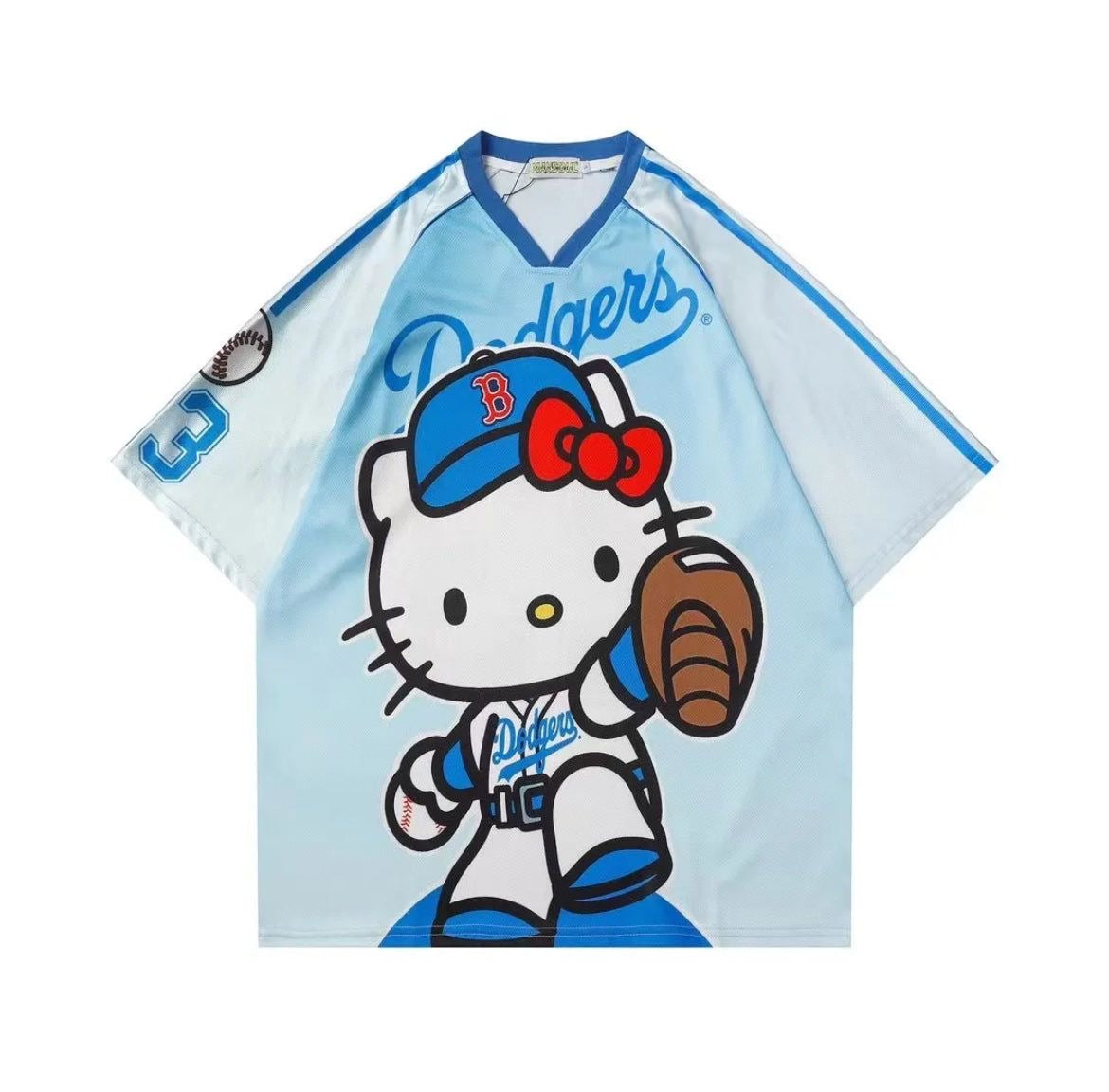 Light Blue Baseball Hello Kitty Oversized Unisex Jersey