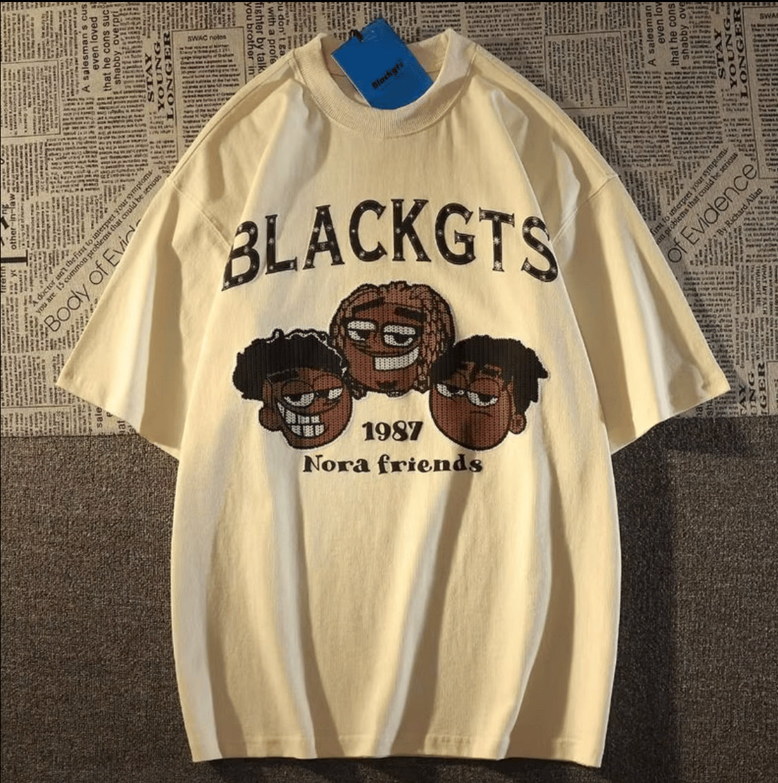 White Blackgts Hip Hop Short Sleeve Oversized T-Shirt