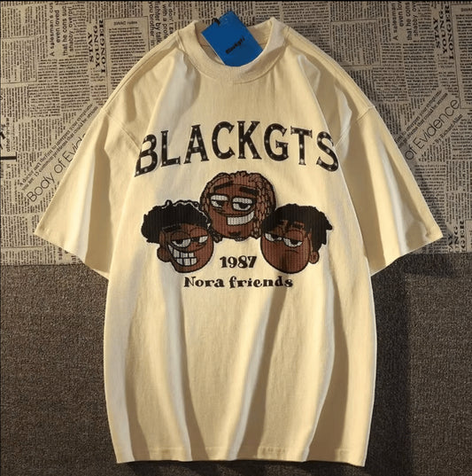White Blackgts Hip Hop Short Sleeve Oversized T-Shirt