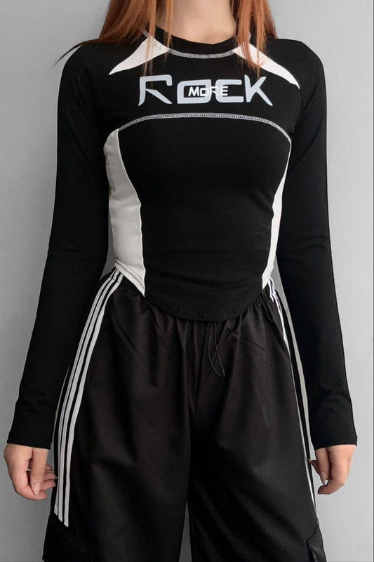 Black Dupes Rockmore Long Sleeve Crop Blouse