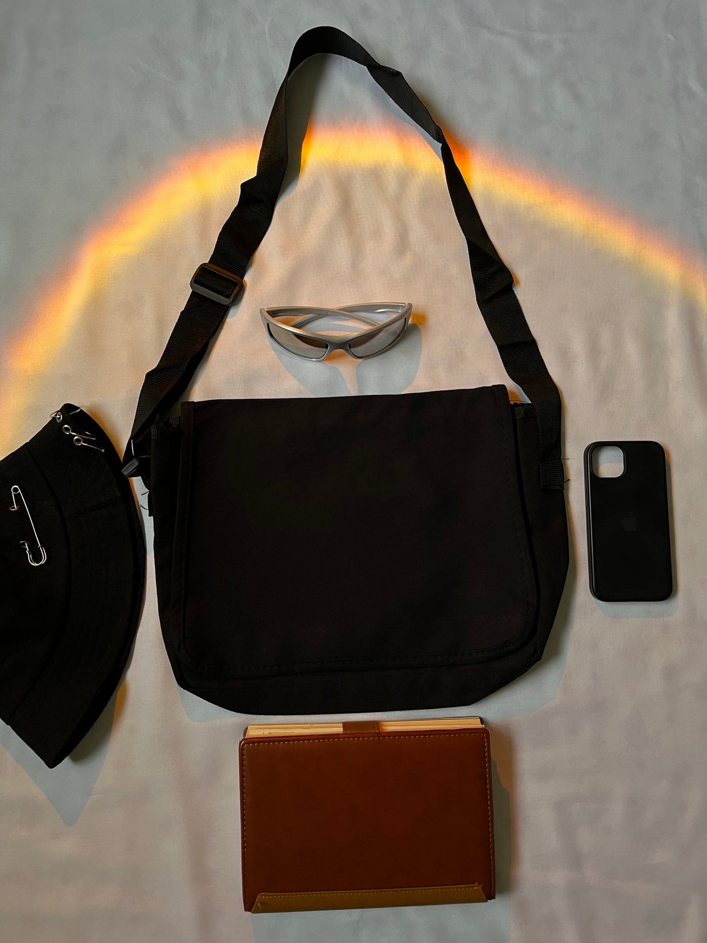 Simplistic Black Messenger Bag