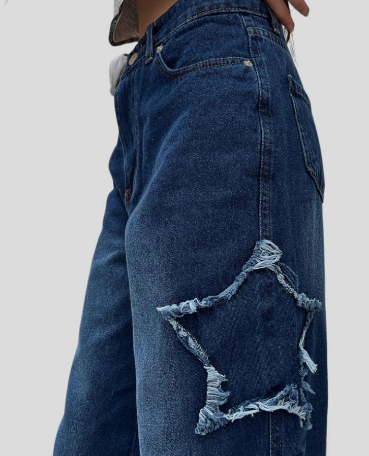 Star Patch Vintage Baggy Jeans (two colors) – Modiasn