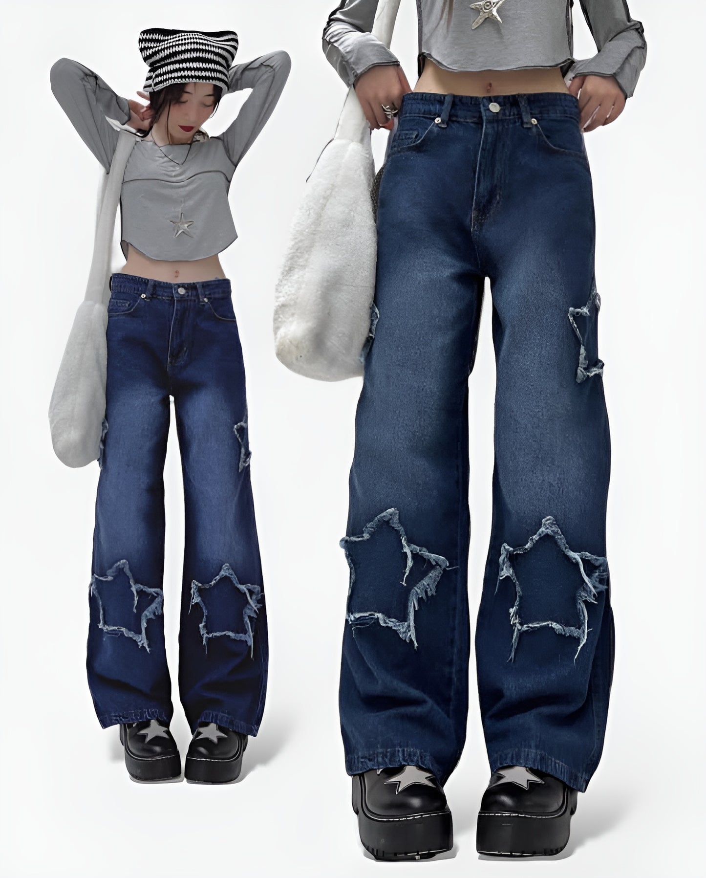 Star Patch Vintage Baggy Jeans (three colors)