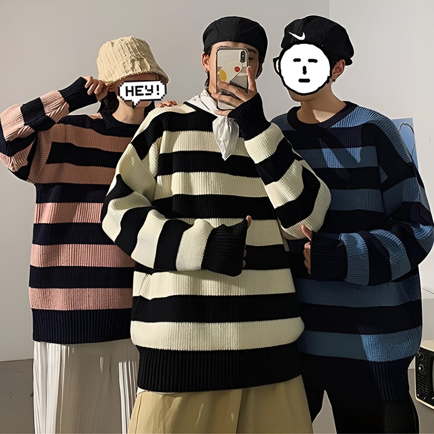 Black x White striped Oversized Sweater