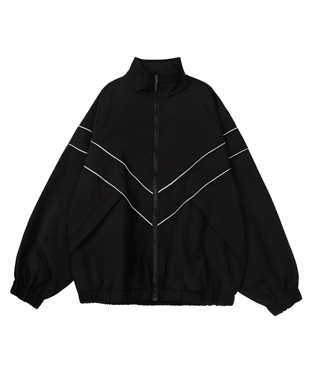 ''V'' Zipper Reflective Striped Jacket