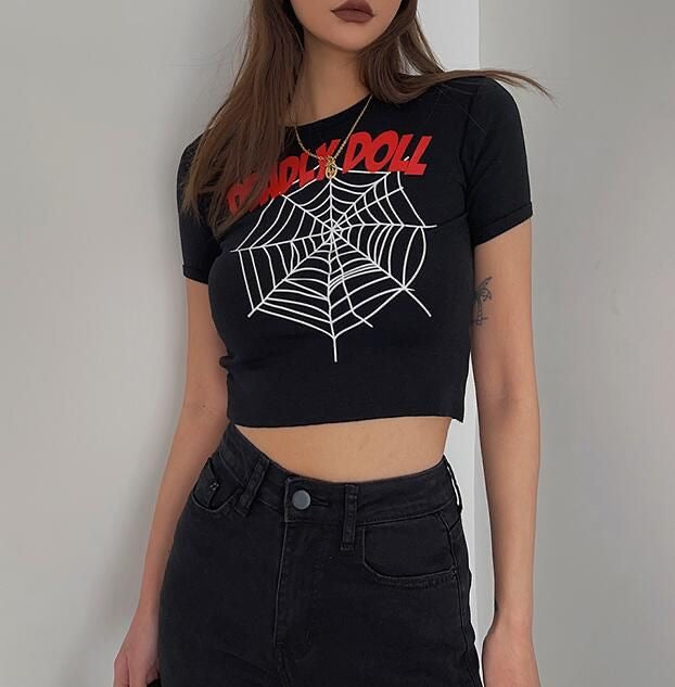 Deadly Doll Black & Red Crop Top