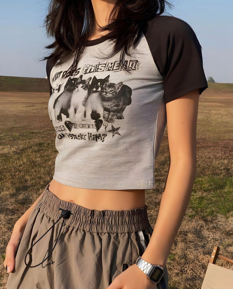 What Does This Mean Cats Crop Top