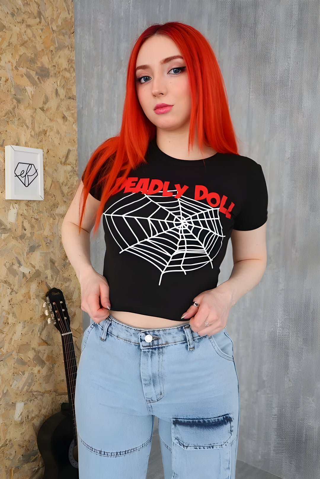 Deadly Doll Black & Red Crop Top