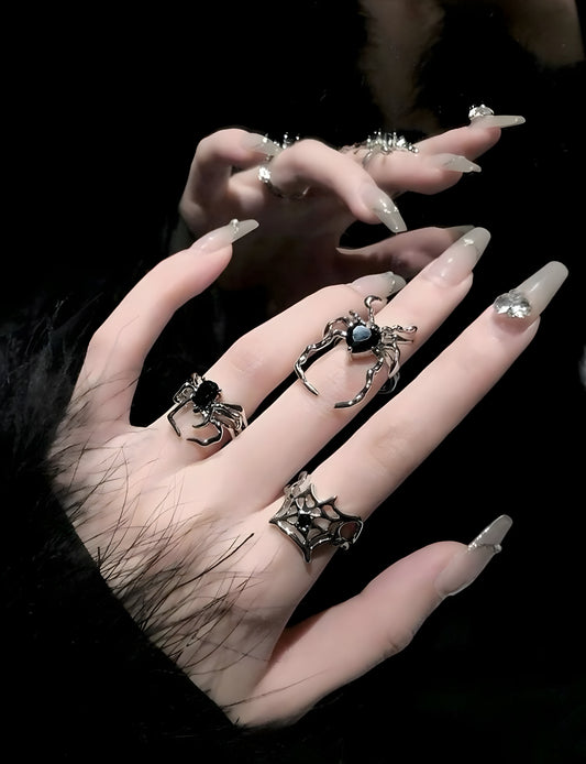 3 Beautiful Spider Rings Set