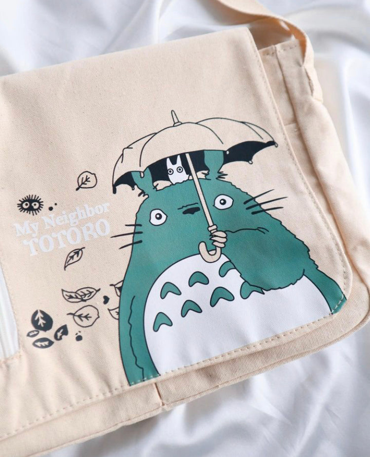 Beige My Neighbor Totoro Canvas Messenger Bag