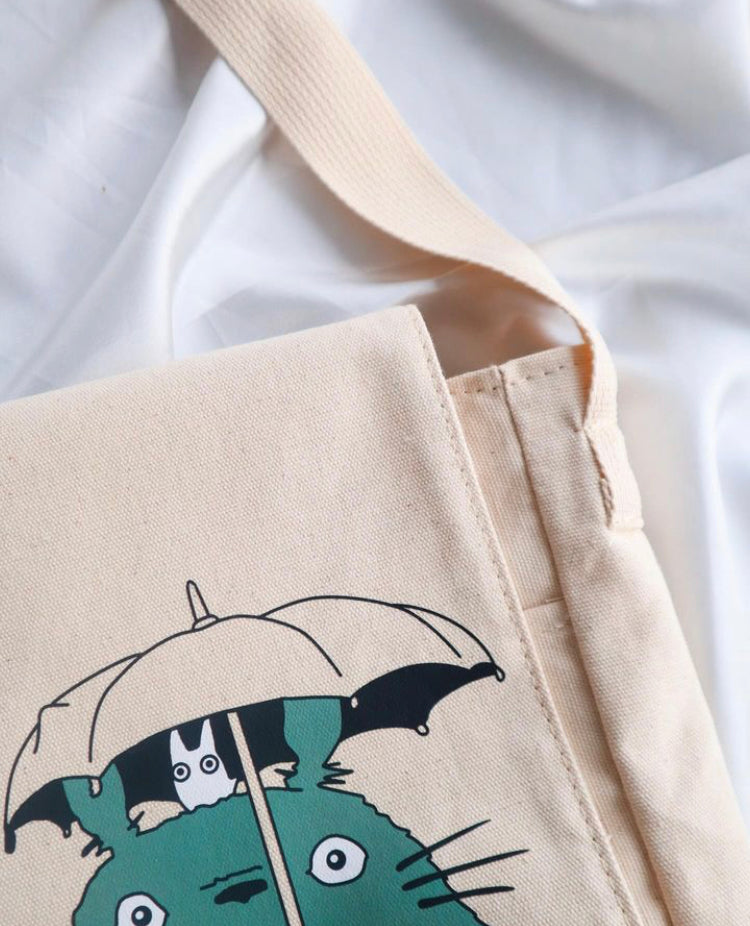 Beige My Neighbor Totoro Canvas Messenger Bag