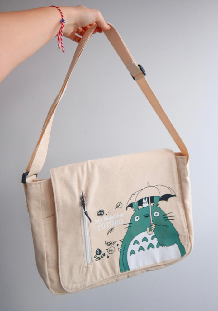 Beige My Neighbor Totoro Canvas Messenger Bag