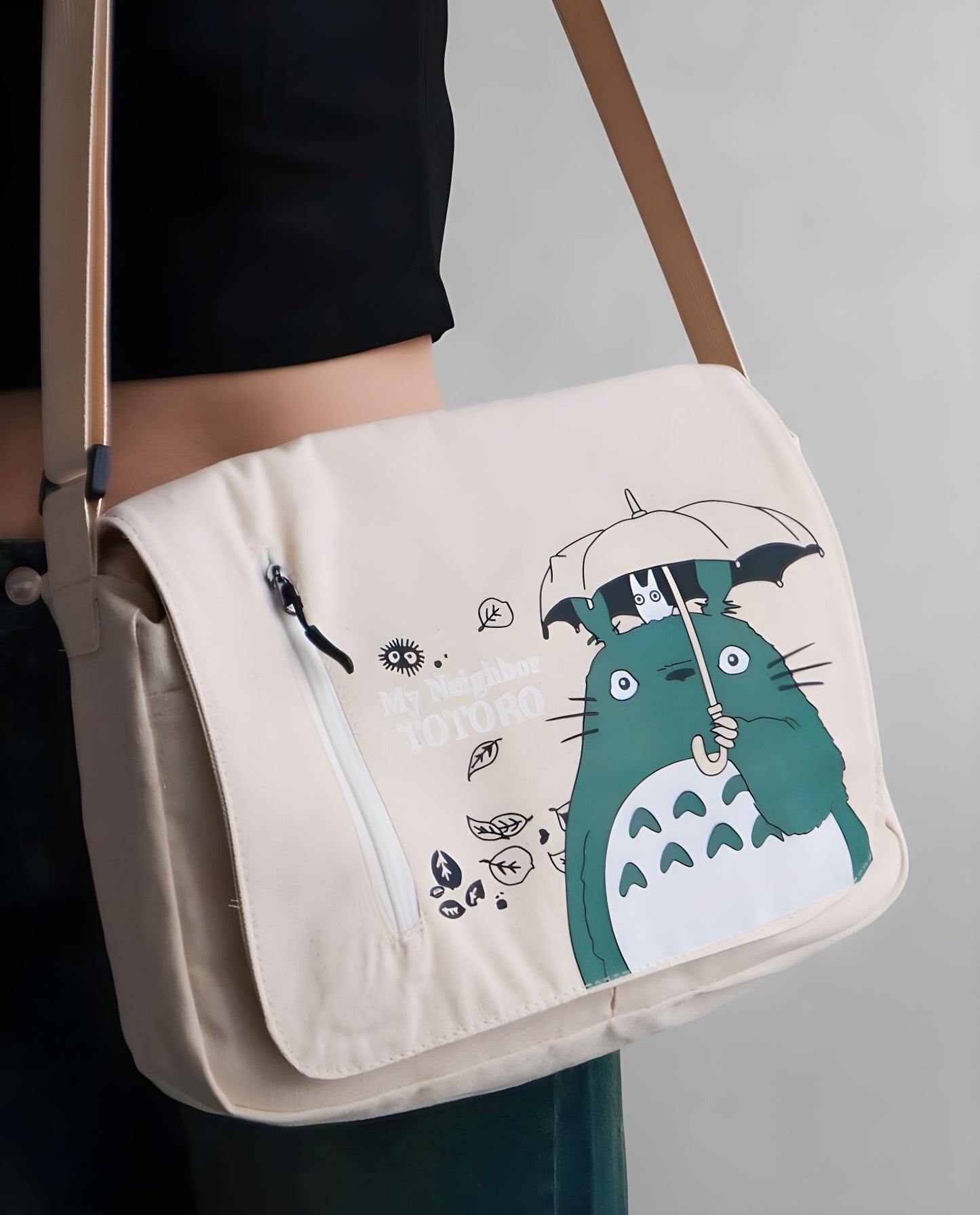 Beige My Neighbor Totoro Canvas Messenger Bag