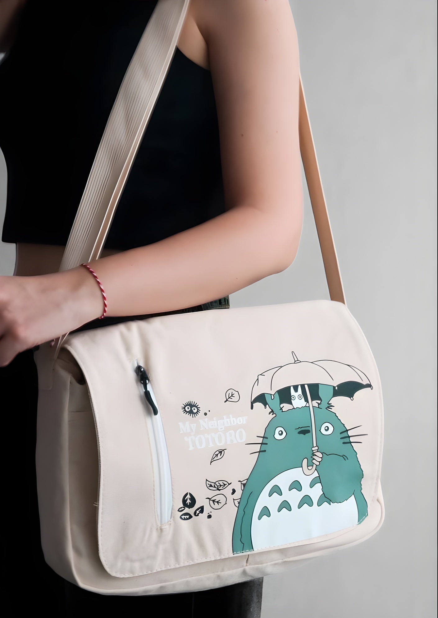 Beige My Neighbor Totoro Canvas Messenger Bag