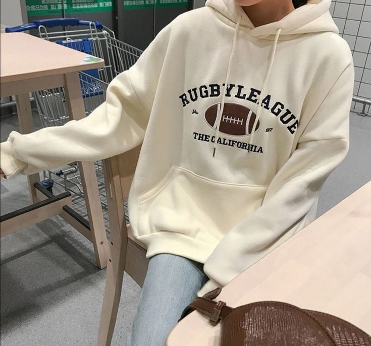 White Hooded Rugby League Hoodie