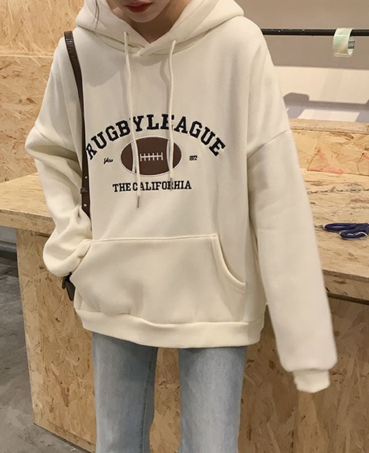 White Hooded Rugby League Hoodie